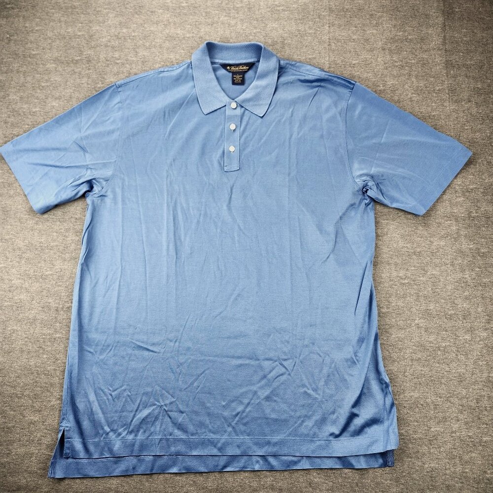 NWOT Brook Brothers Men Size L Double Mercerize Cotton Performance Blue